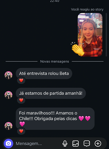 Print de depoimento de quem viajou com o guia