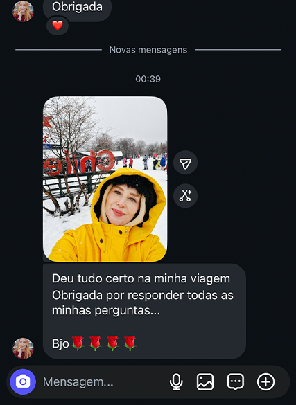 Print de depoimento de quem viajou com o guia