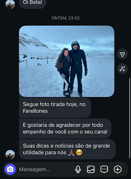 Print de depoimento de quem viajou com o guia